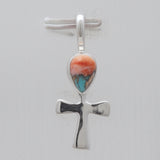Turquoise Spiny Oyster Silver Cross Pendants