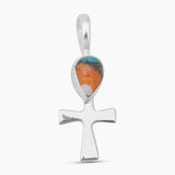 Turquoise Spiny Oyster Silver Cross Pendants