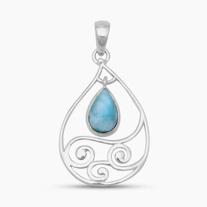 925 Sterling Silver Larimar Teardrop Pendants