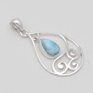 925 Sterling Silver Larimar Teardrop Pendants