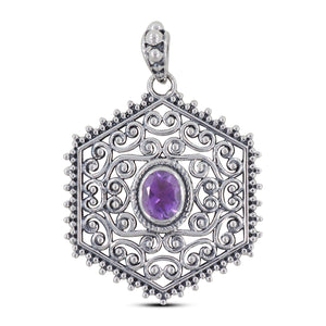 925 Sterling Silver Amethyst Pendant