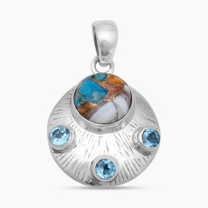 Turquoise Spiny Oyster Silver Pendants