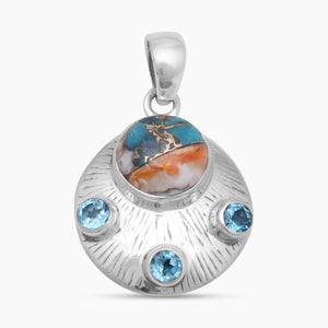 Turquoise Spiny Oyster Silver Pendants