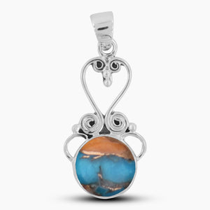 925 Sterling Silver Spiny Oyster Turquoise Pendants