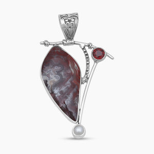 Crazy Lace Agate Silver Pendants