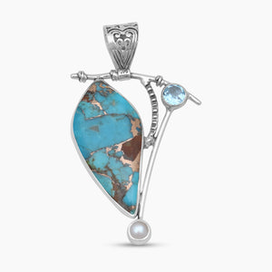 Blue Copper Turquoise Silver Pendants