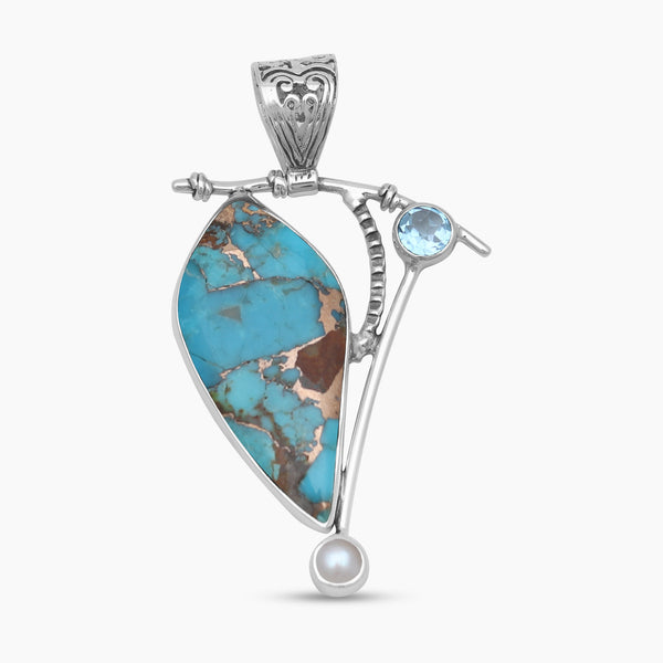 Blue Copper Turquoise Silver Pendants