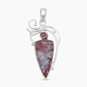 925 Sterling Silver Crazy Lace Agate Pendants