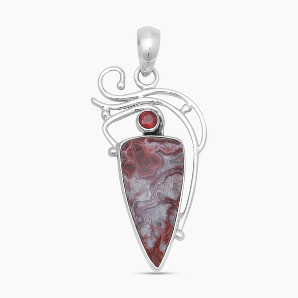 925 Sterling Silver Crazy Lace Agate Pendants