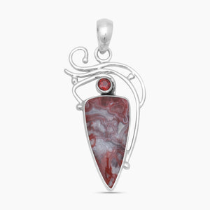 925 Sterling Silver Crazy Lace Agate Pendants