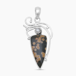 Ocean Jasper & Pearl Silver Pendants
