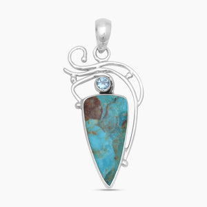 Boulder Turquoise & Topaz Sterling Silver Pendants