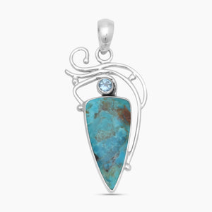 Boulder Turquoise & Topaz Sterling Silver Pendants
