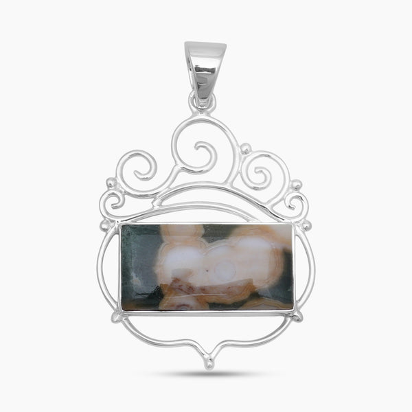 925 Sterling Silver Ocean Jasper Pendants