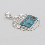 Blue Copper Turquoise Silver Pendants