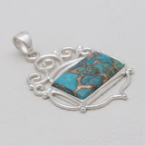 Blue Copper Turquoise Silver Pendants