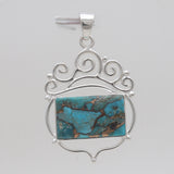 Blue Copper Turquoise Silver Pendants