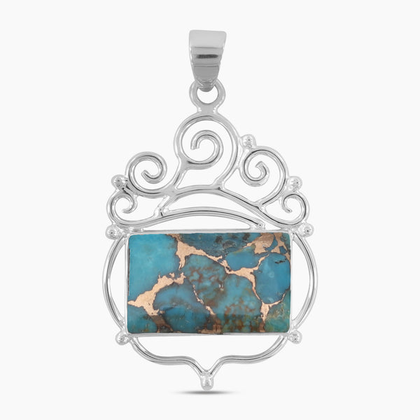 Blue Copper Turquoise Silver Pendants