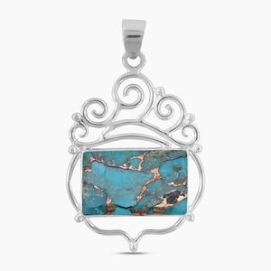 Blue Copper Turquoise Silver Pendants