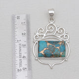 Blue Copper Turquoise Silver Pendants