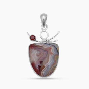 Crazy Lace Agate Silver Pendants