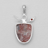 Crazy Lace Agate Silver Pendants