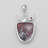 Crazy Lace Agate Silver Pendants