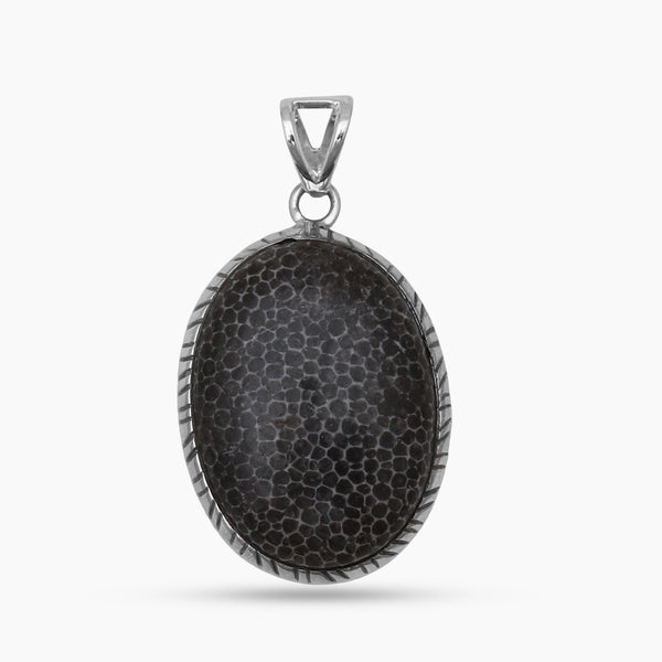 Black Coral Silver Pendants