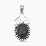 Black Coral Silver Pendants