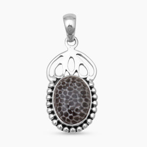 Black Coral Silver Pendants