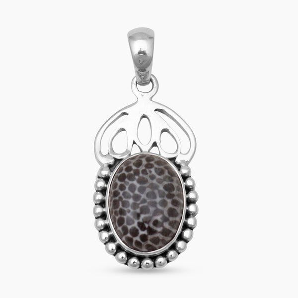 Black Coral Silver Pendants