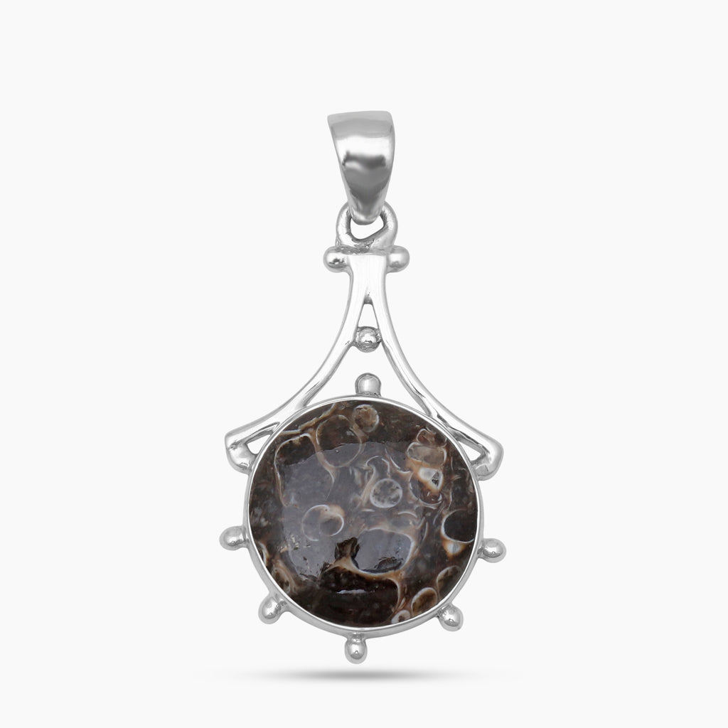 Turritella Agate Silver Pendants
