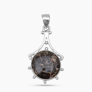 Turritella Agate Silver Pendants