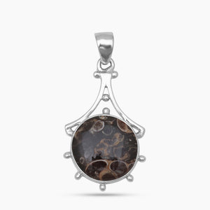 Turritella Agate Silver Pendants