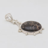 Turritella Agate Silver Pendants