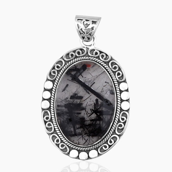 925 Sterling Silver Black Rutile Pendants
