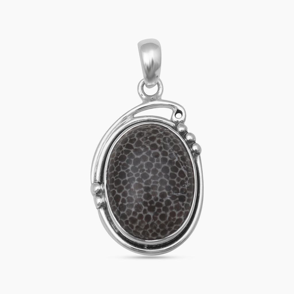 Black Coral Silver Pendants