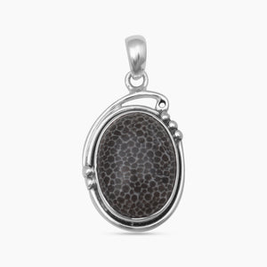 Black Coral Silver Pendants