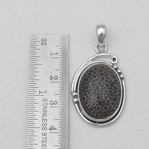 Black Coral Silver Pendants
