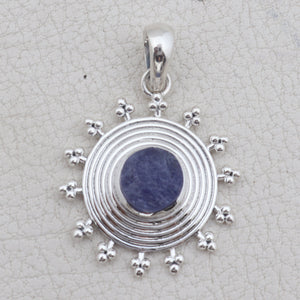 925 Silver Raw Tanzanite Pendants