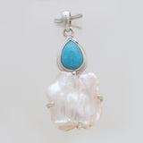 Fresh Water Pearl & Mexican Turquoise Pendants