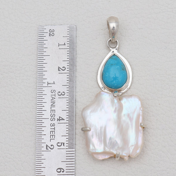 Fresh Water Pearl & Mexican Turquoise Pendants