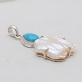 Fresh Water Pearl & Mexican Turquoise Pendants