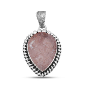 925 Sterling Silver Rose Quartz Pendant Set