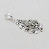 Pyrite Druzy Silver Pendant Set