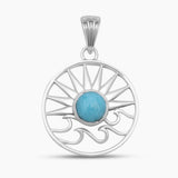 925 Sterling Silver Larimar Pendant Set