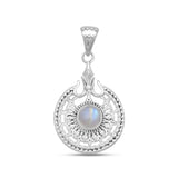 Rainbow Moonstone Silver Pendant Set