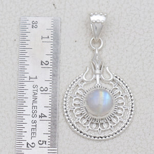 Rainbow Moonstone Silver Pendants