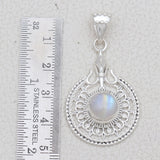 Rainbow Moonstone Silver Pendant Set