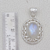 Rainbow Moonstone Silver Pendant Set